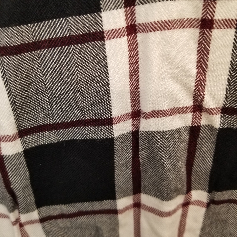 {L} Sanctuary Plaid Button Down Shirt Maroon Black White - Picture 5 of 10